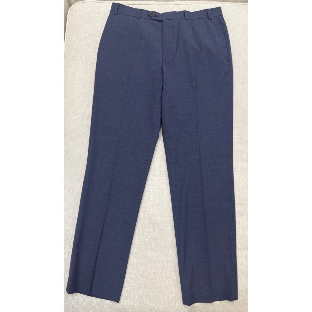 Brooks Brothers Dress Pants Mens 34x32 Blue Wool Blend Stretch Excellent